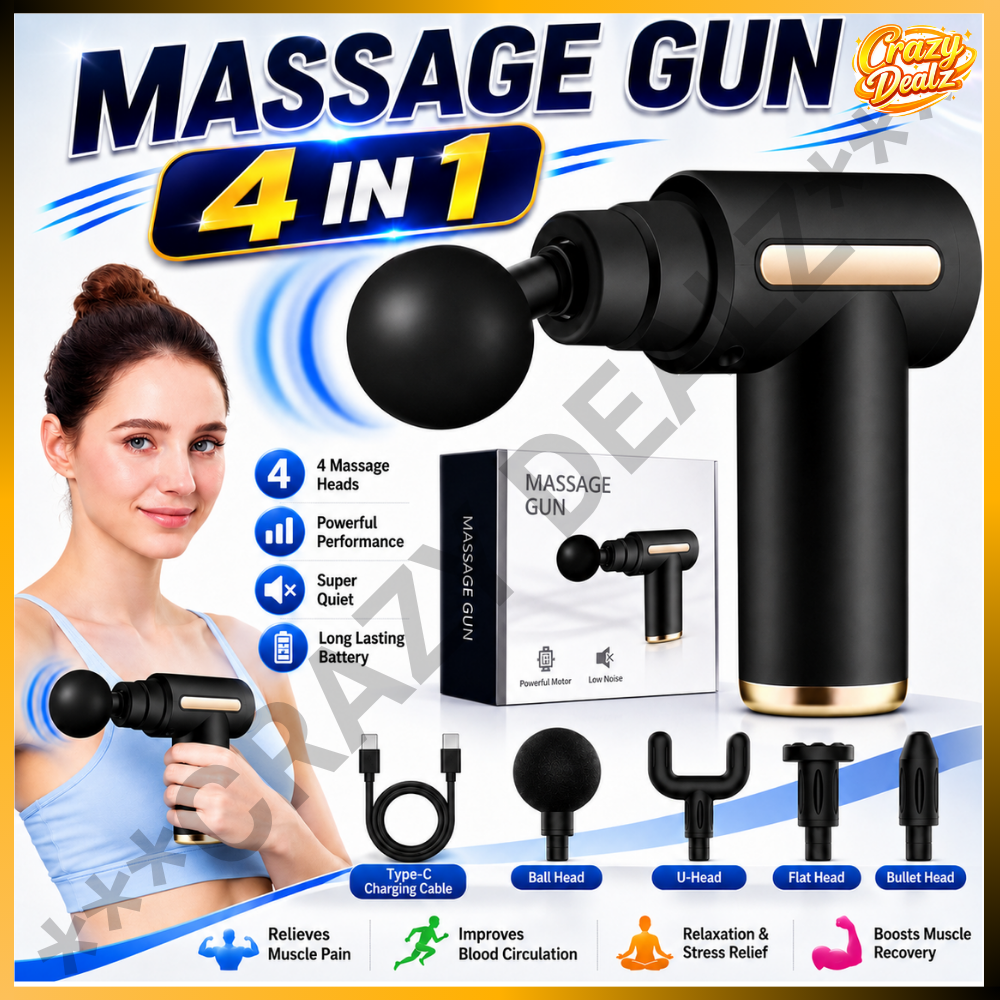 Deep Tissue Massage Gun – Fascia Muscle Massager Electric Vibration Body Massager for Pain Relief & Muscle Recovery, Multiple Heads Adjustable Speed Portable Fitness Therapy Device