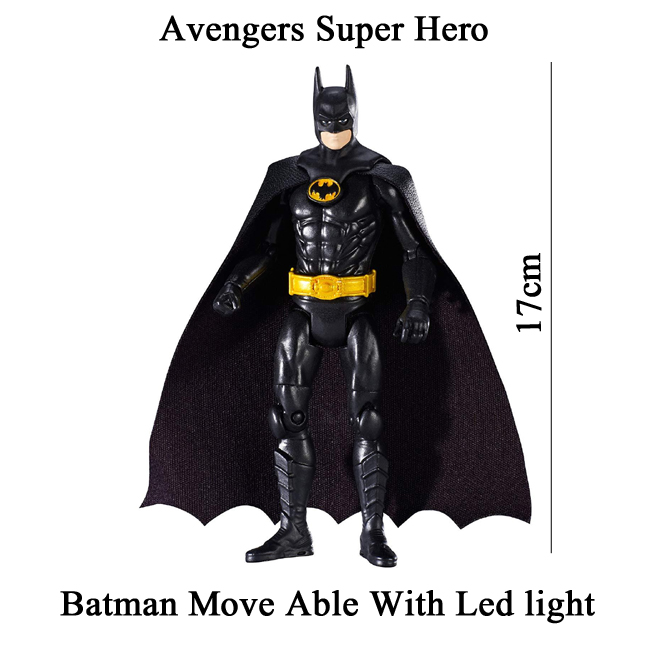 Pack of 3 pcs - Avengers Super Hero Action Figures With Led Light Toys For Kids and Boys Move able Spider Man Bat Man Super Man Spiderman Superman Batman