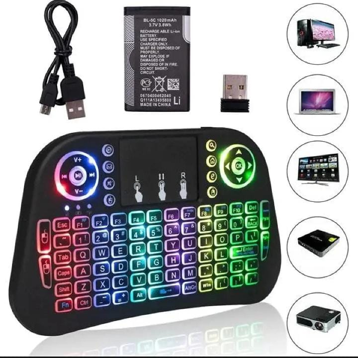 I10 Mini Wireless Keyboard + Bluetooth 7 Color Backlit Light 2.4Ghz Air Mouse With Touchpad/RF500