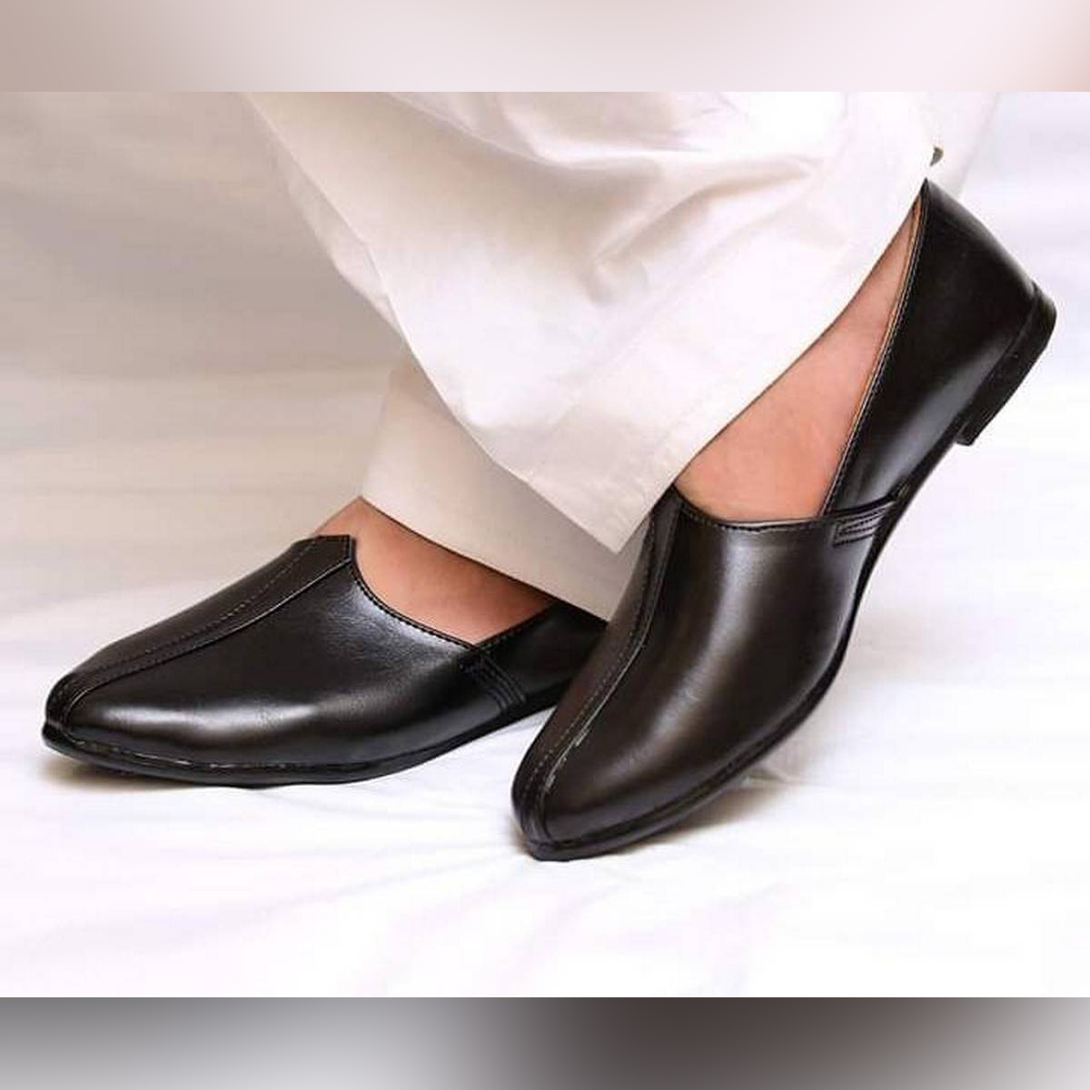 black leather khussa