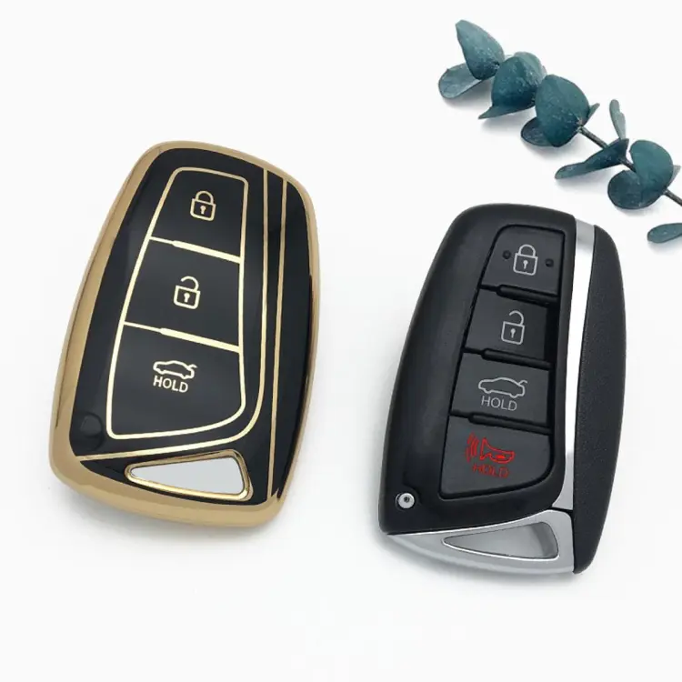Tpu Car Key Case Shell For Hyundai Santa Fe Sport Ix45 Equus Centennial  Genesis G80 Grandeur Azera 2013-2016 Cover Fob Keychain