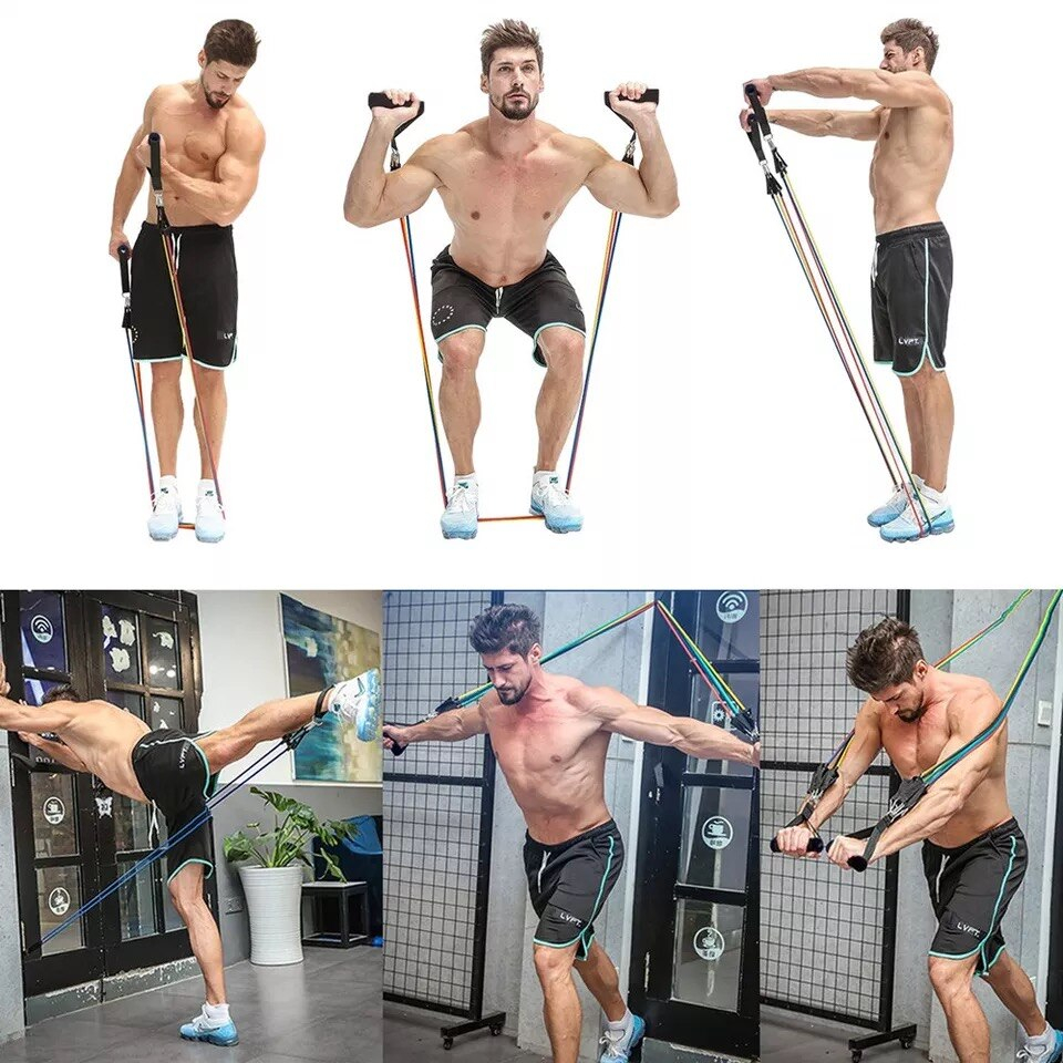 Power Resistance Band Set of 11 Piece 5 Tubes Door Hanger