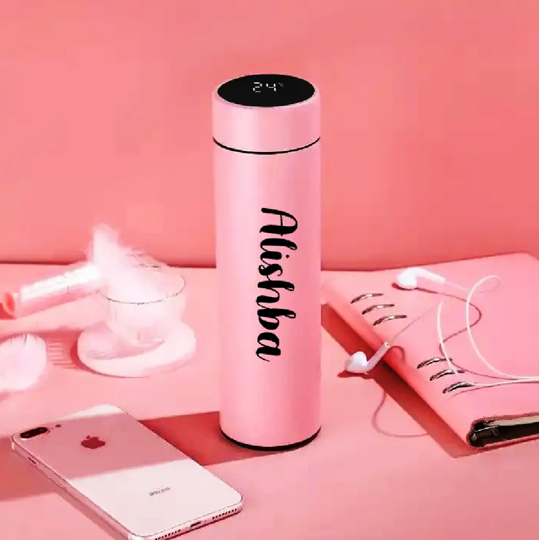 Customized Name Premium Smart Vacuum Insulated Water Bottle with LED Temperature Display – 500ml