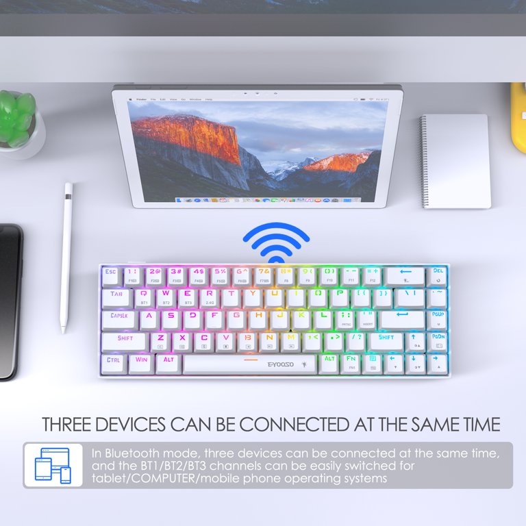 E-YOOSO Z-686 Tri-Mode Wireless 65% Mechanical Gaming Keyboard White RGB 68 Keys Hot Swappable Red Switches 15 7b059f9689b0b8403da7e6fb60fecd5c