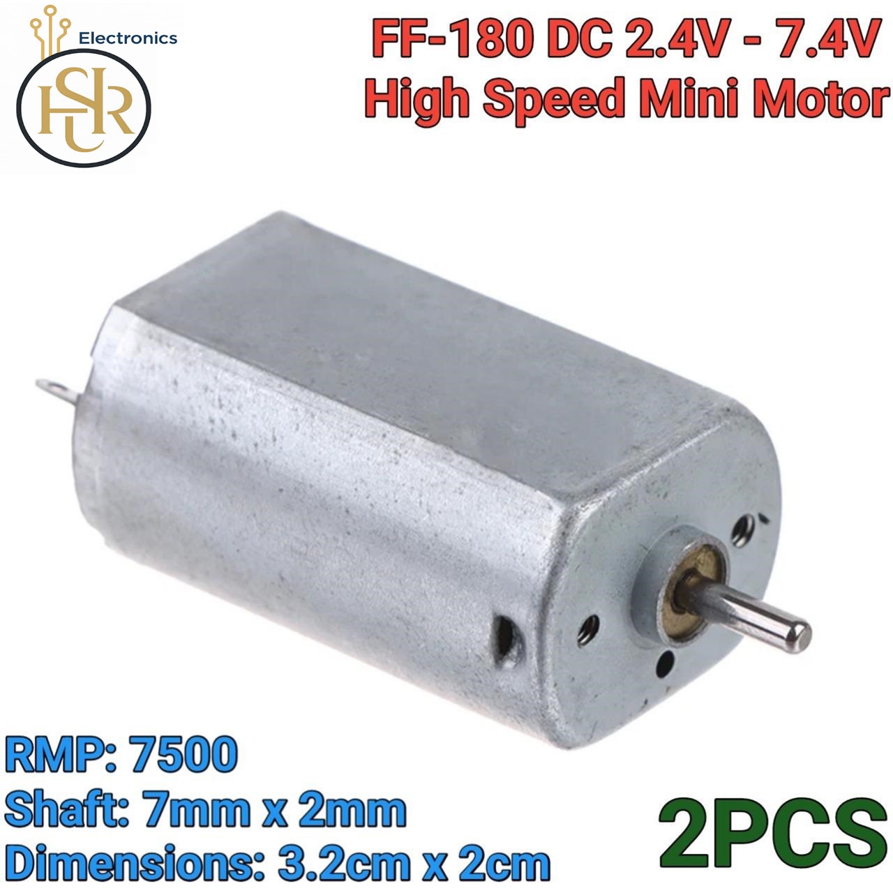 2PCS FF-180-Motor DC 2.4V-7.4V High Speed Mini 20mm Metal Brush Motor For Electric Shaver Toy Car Boat Fan