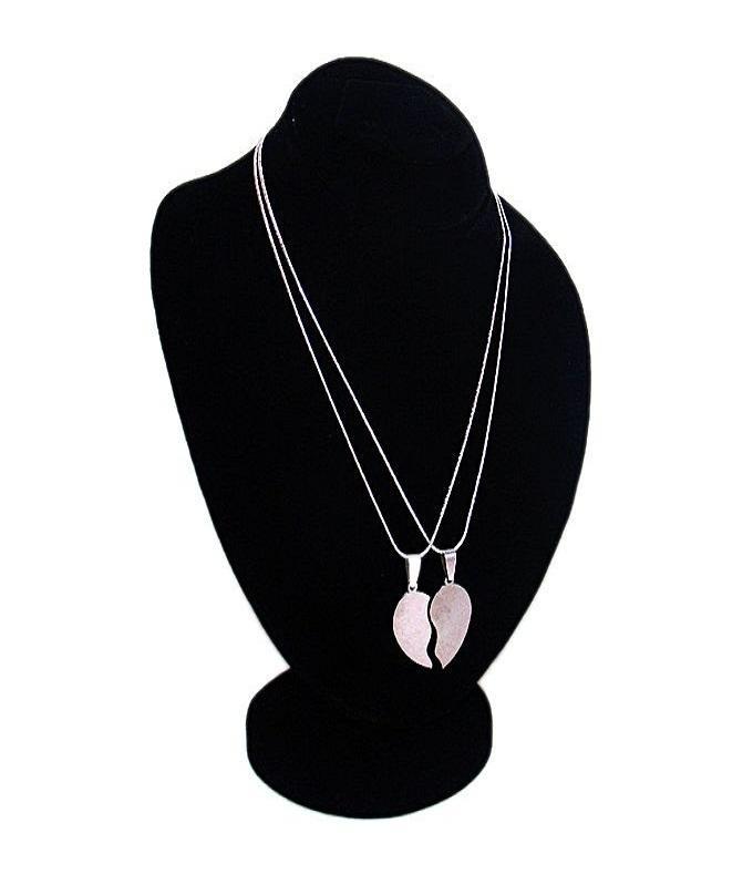 Simple Broken Heart Double Chain Pendant Necklace For Couple
