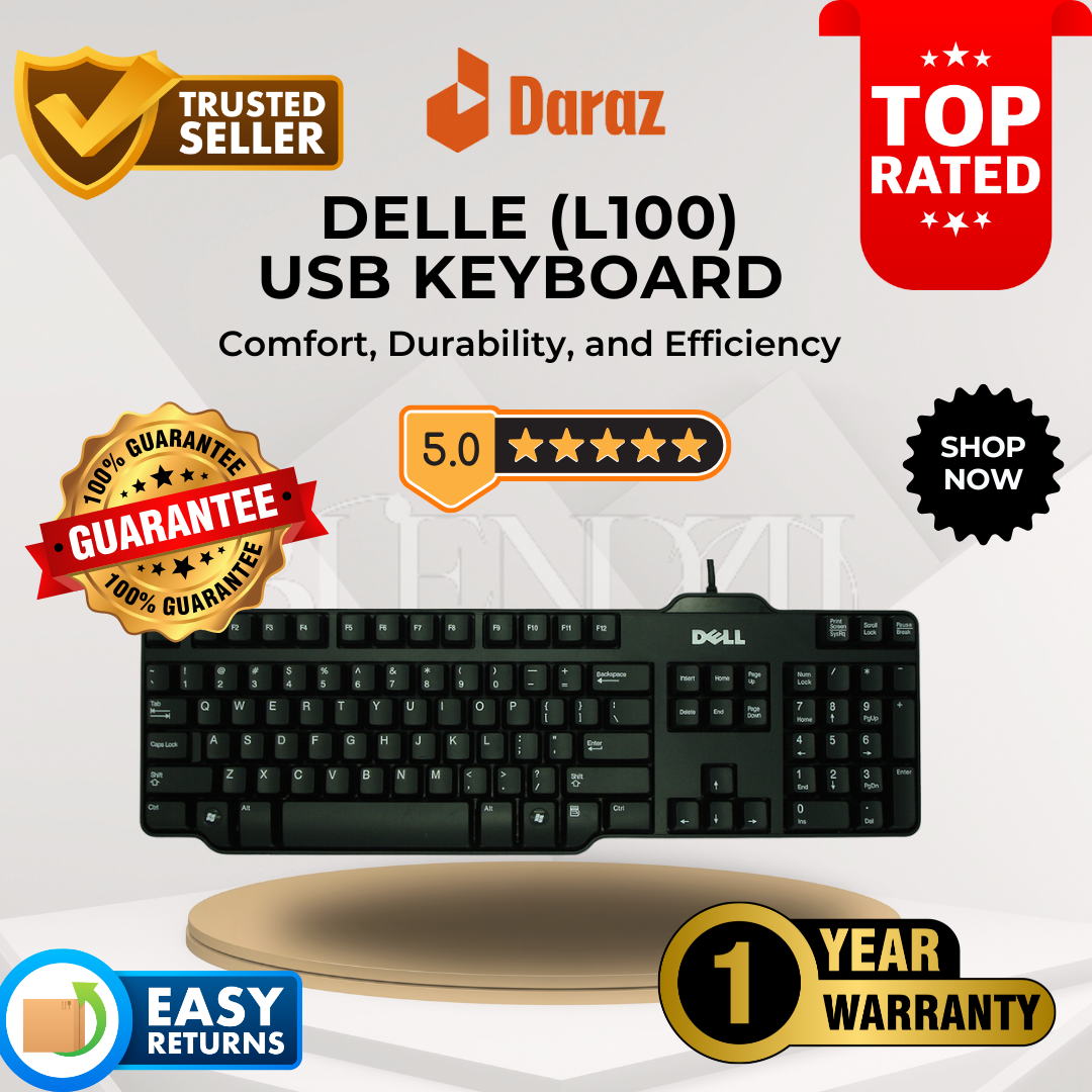 Delle Full-Size Wired USB Keyboard – Comfortable Typing with Durable Keys | Premium Box Packing – Blendzii Outleex® price in Pakistan