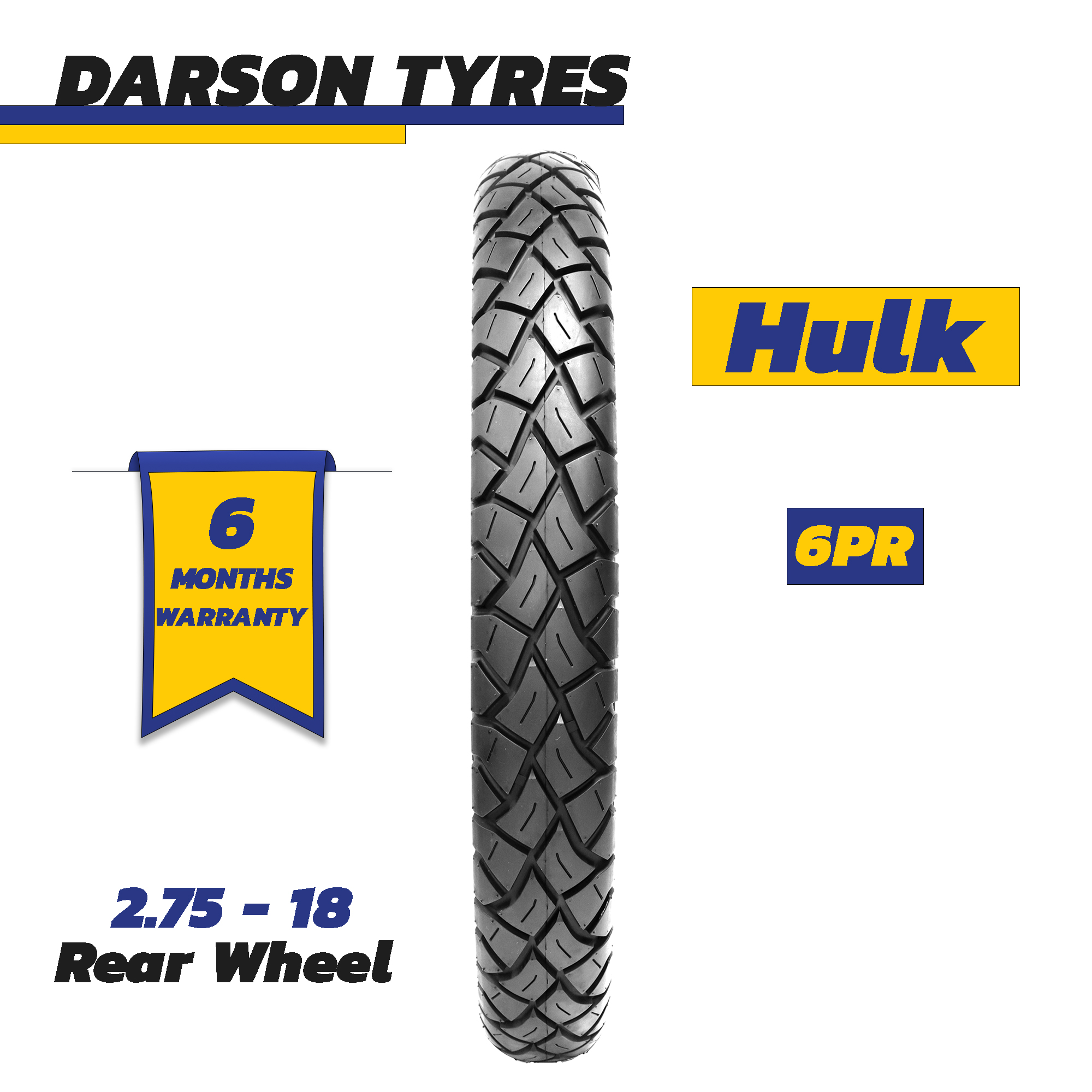 Pakistan Bike Tyre Brands HULK (Rear Wheel) 100CC Motorcycle