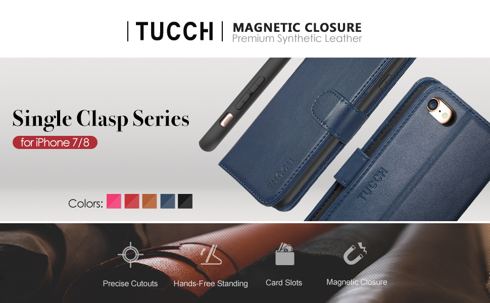 TUCCH iPhone 8 Plus Wallet Case, iPhone 7 Plus Case, Premium PU