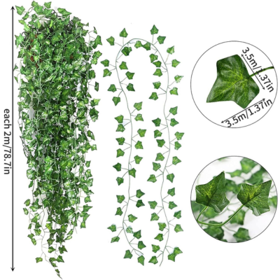 8ft Artificial Money & Ivy Plant Leaf Bails - Fake Plant Vine - Garlands Decore - Pack of 1,2,6 & 12