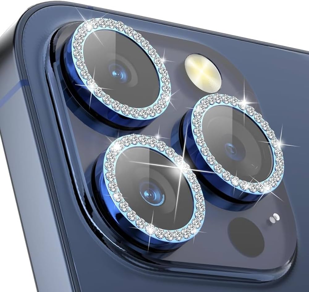 GIOPUEY Camera Protector For IPhone 15 Pro Max, Bling Crystal Diamond Camera Protection Ring, 9H HD Tempered Glass, IPhone 15 Pro Camera Lens - View #10