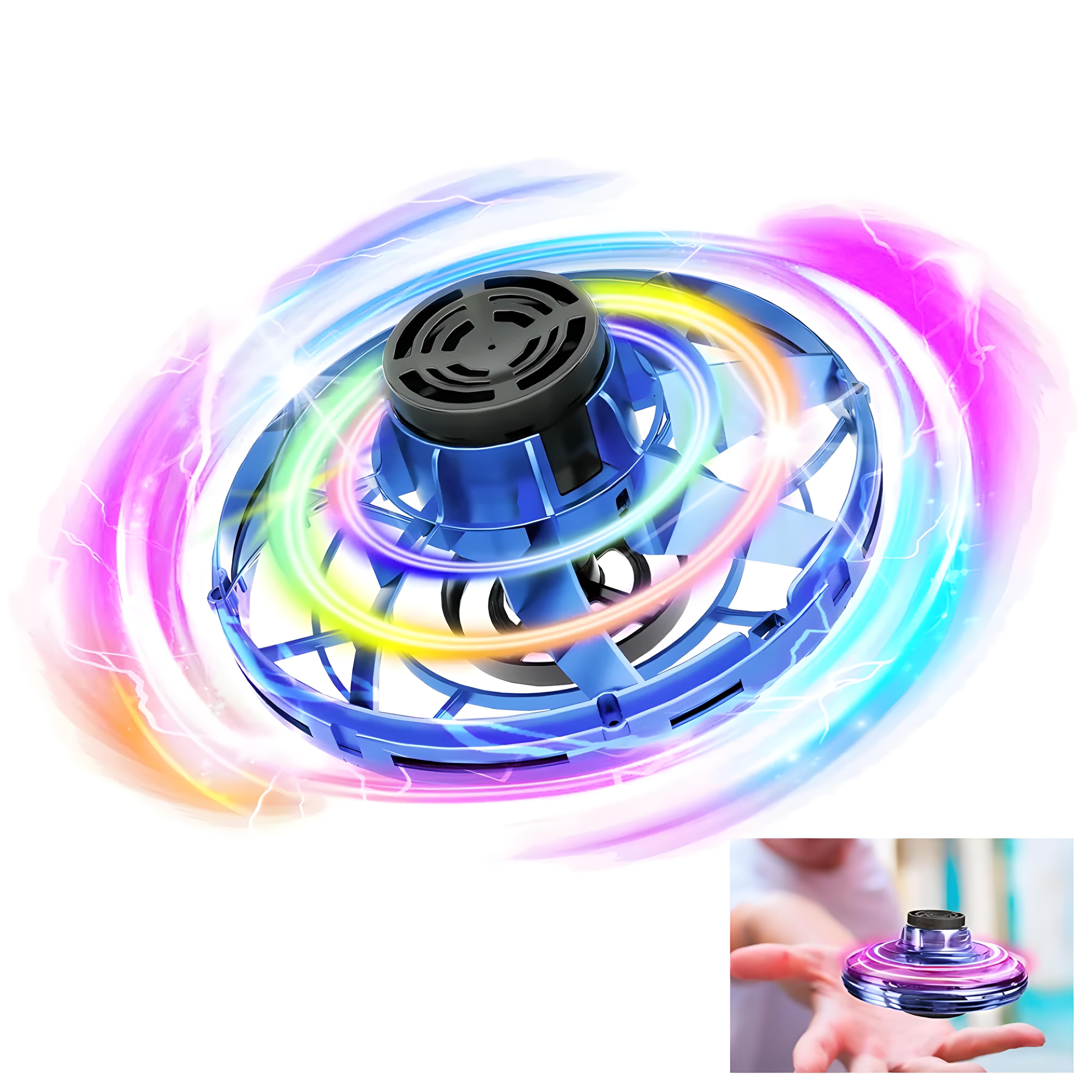 LED UFO Hover Flying Fidget Spinner Toy | Rechargeable Hand Controlled Flying Ball Drone with Box | Anti Drop Durable Mini RC Drone Toy for Indoor Outdoor Fun Kids & Adults Future Toy PROMISE TO SELL