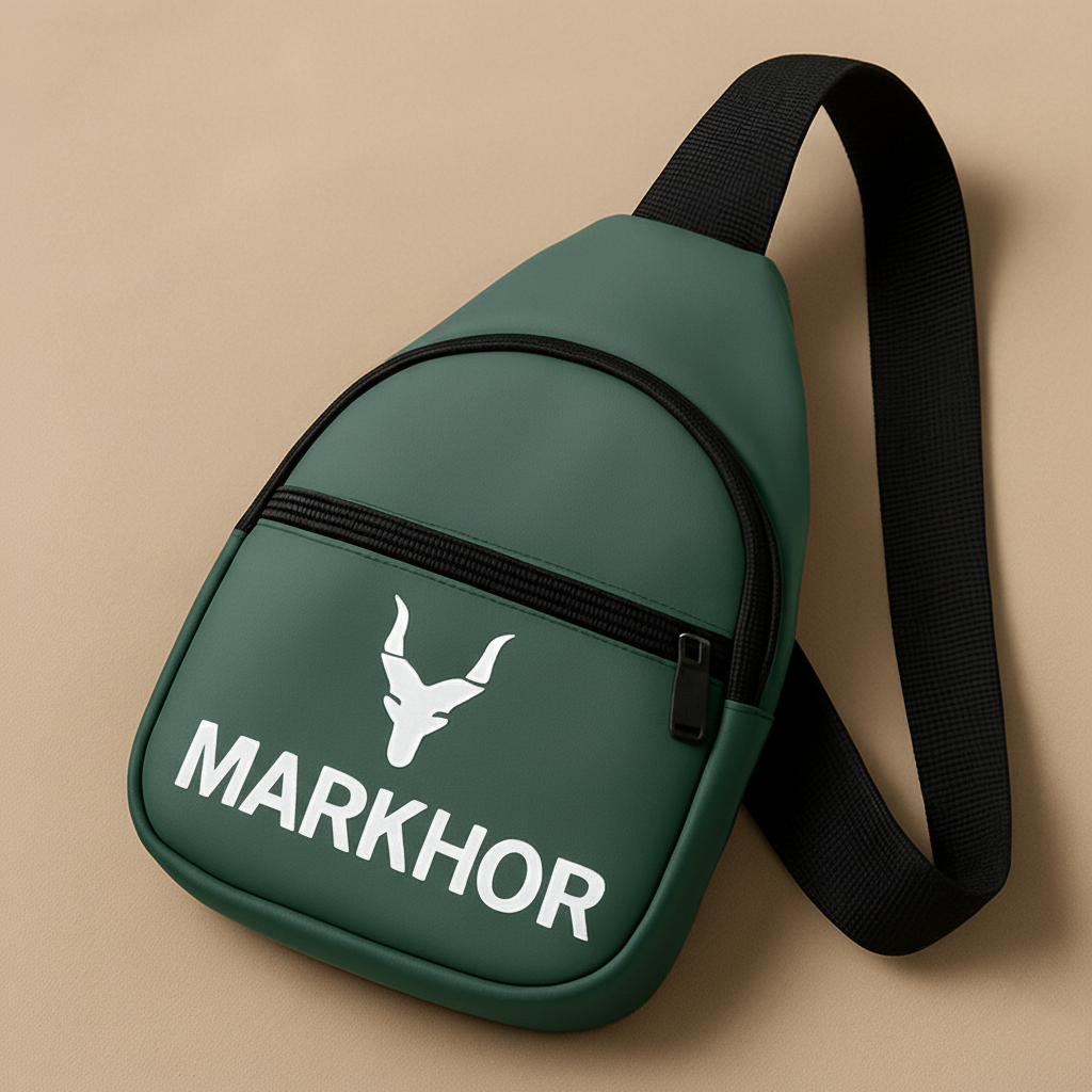 Markhor Logo Casual Nylon Crossbody Bag with Adjustable Strap