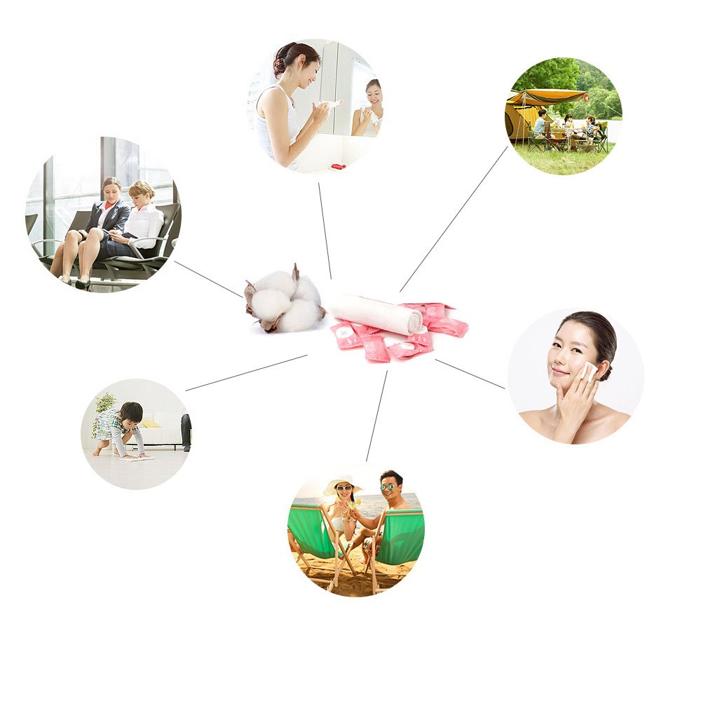 Compressed Towels Disposable Washcloths Portable Face Towels Soft Compressed Wipe Paper Tablets Compressed Magic Towels Compressed Cotton Napkins Tissues for Travel/Home/Outdoor Activities