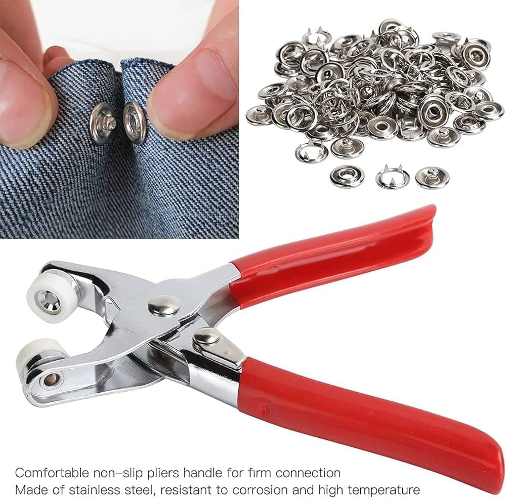 New Premium 50-Piece Metal Snap Button Set with Hand Pressure Pliers – Thickened Five Claw Fasteners for Sewing on Bags, Shoes, Hats, and Garments – Ideal for DIY Crafts and Professional Use