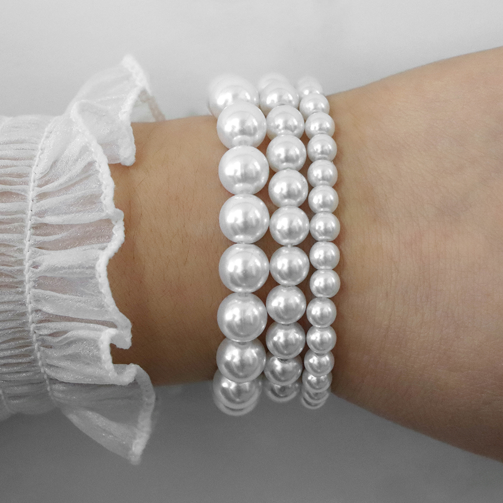 Simulated Pearls Big Sister Bracelet For Child White Pearl