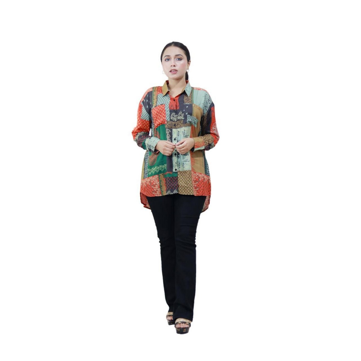 Women Top/Blouse/Shirt/Digital Print/Midi Dress
