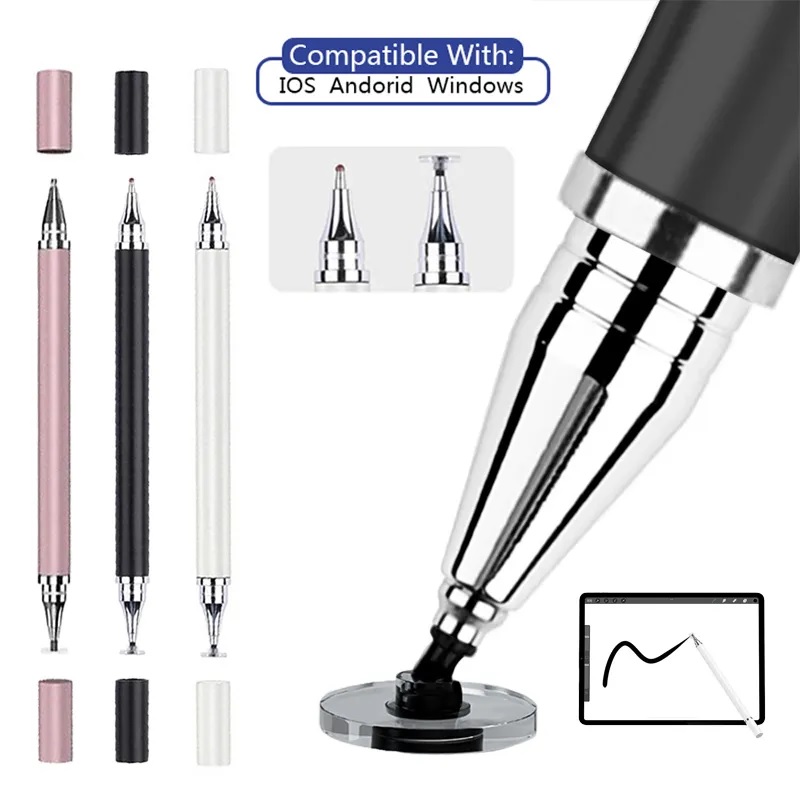 2 In 1 Stylus Pen For Mobile Phone Tablet Drawing Capacitive Pencil Universal Touch Screen Pen for iPad Android Tablet