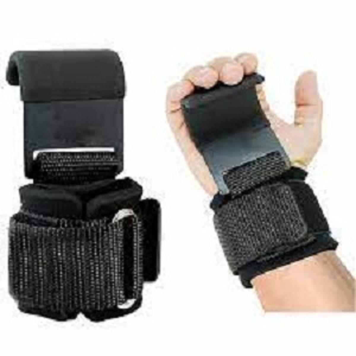 Premium Quality Heavy Duty Weight Lifting Hooks (1 Pair), For Bodybuilding & Power Lifting Hand Grip Wrist Straps for Men and Women, Deadlift, Powerlifting, Pull up bar, Liftups, Workout Pads with Built in Adjustable Wrist Support Wraps