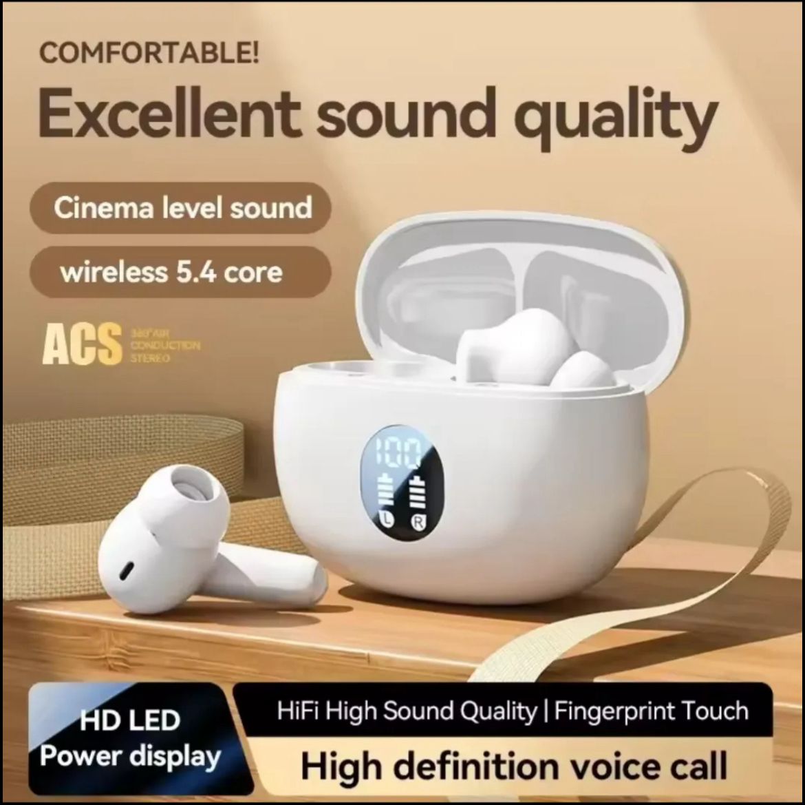 H895B Earbuds TWS (True Wireless Stereo) Bluetooth Airbuds | Wireless Earphones Headset | 9D Stereo Sound | Compatible With All Bluetooth Devices.