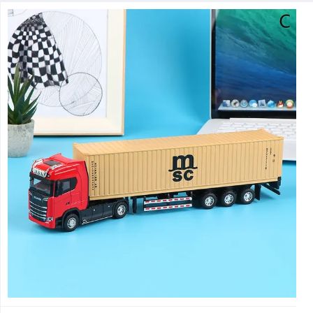 1/50 Simulation Large Truck Toy Car Model Alloy Diecast Transport Container Vehicle Car For Boy Gifts with Sound Light Pull Back view 8
