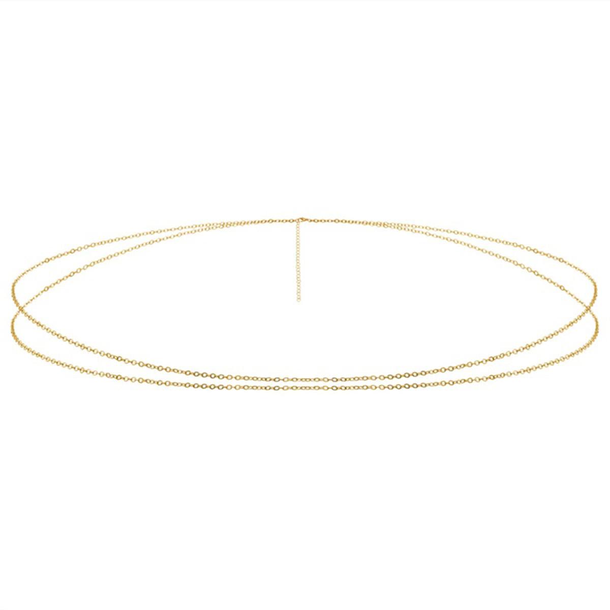 Double Layer Gold Color Waist Chain Body Jewelry for Women Fashion Chain Bikini Beach Body Chain Vintage Charm Jewelry