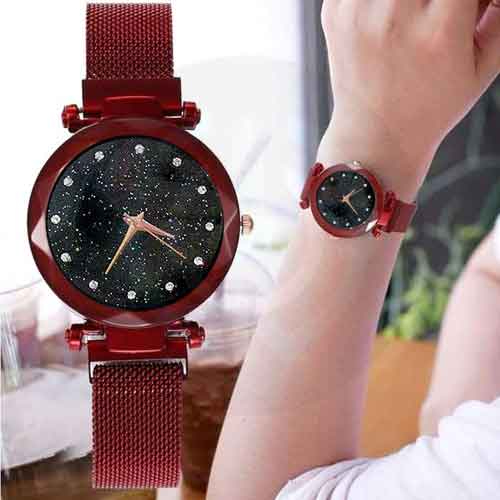 Watch For Women Stainless Steel Magnet Strap Watch For Girls