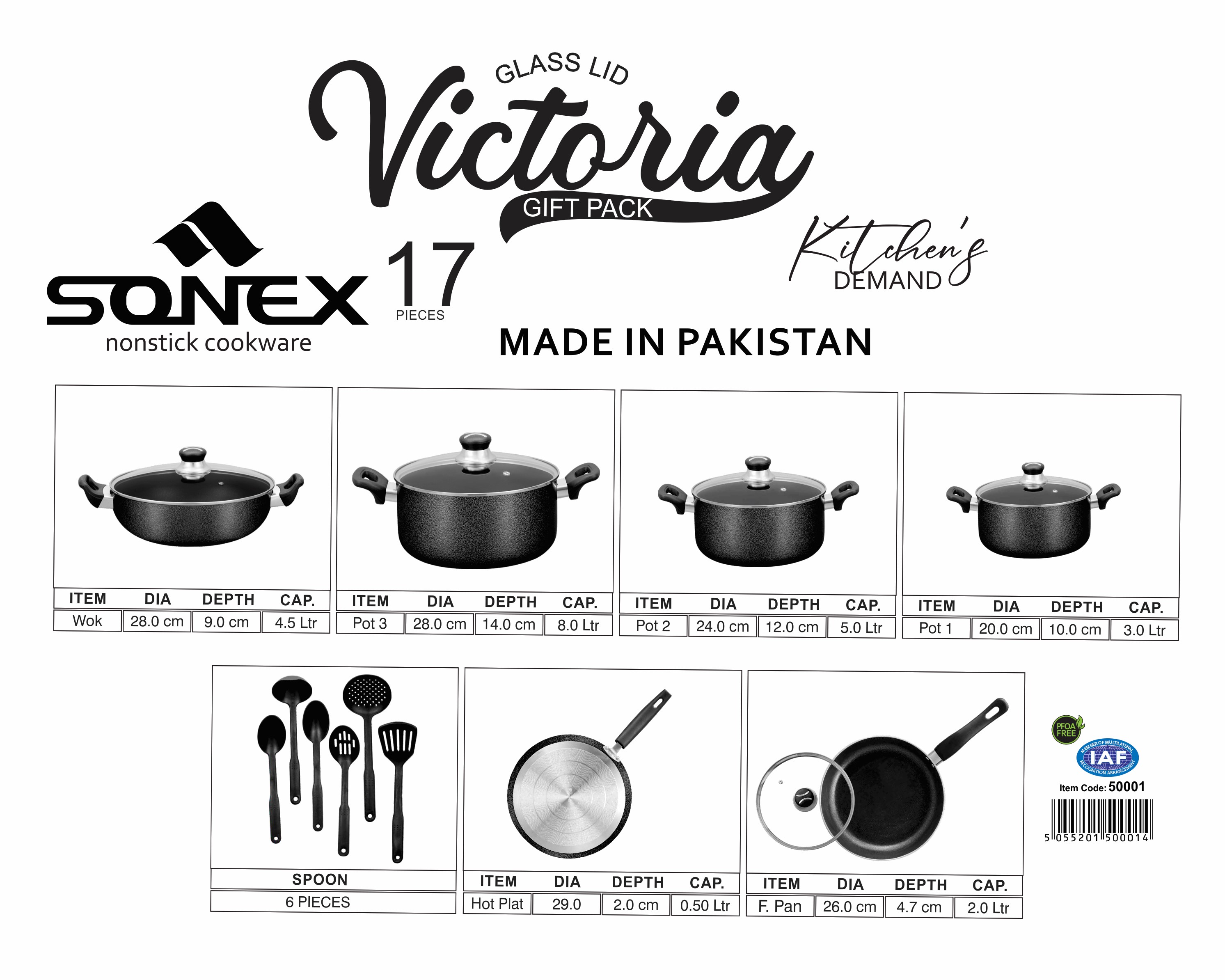 Sonex New Non Stick Victoria Gift Set Gl Random Colors Cookware Sets
