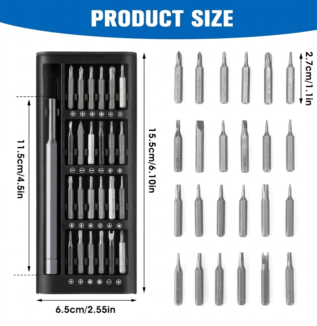 24 in 1 Magnetic Precision Screwdriver Set | Multi-Function Repair Tool Kit for Mobile, Laptop, Watch, Glasses & Electronics | Professional Precision Kit for Repairing | 25 in 1 Screwdriver Kit