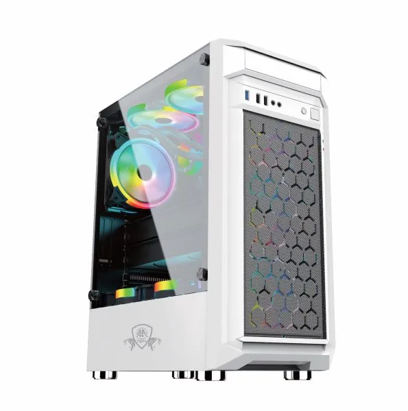 AA Tiger Shadow White Gaming Case Sleek, Minimalist MidTower with