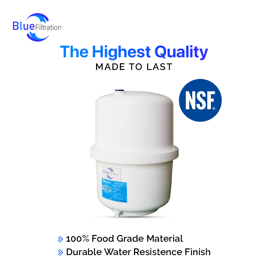 BLUE FILTRATION 4 GALLON RO STORAGE TANK | Premium Food-Grade Water Purifier Pressure Tank | NSF Certified Heavy-Duty Expansion Tank for Reverse Osmosis Systems | Made in Vietnam | High-Durability Water Reservoir