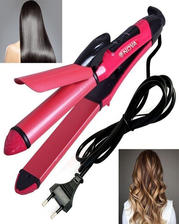 Nova 2 in 1 Hair Curler Straightener Nhc 2009 pink