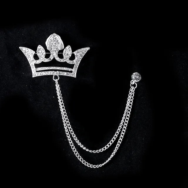 Crown Brooch For Men For Shirt Jacket Coat Wedding Party Jewellery Gift