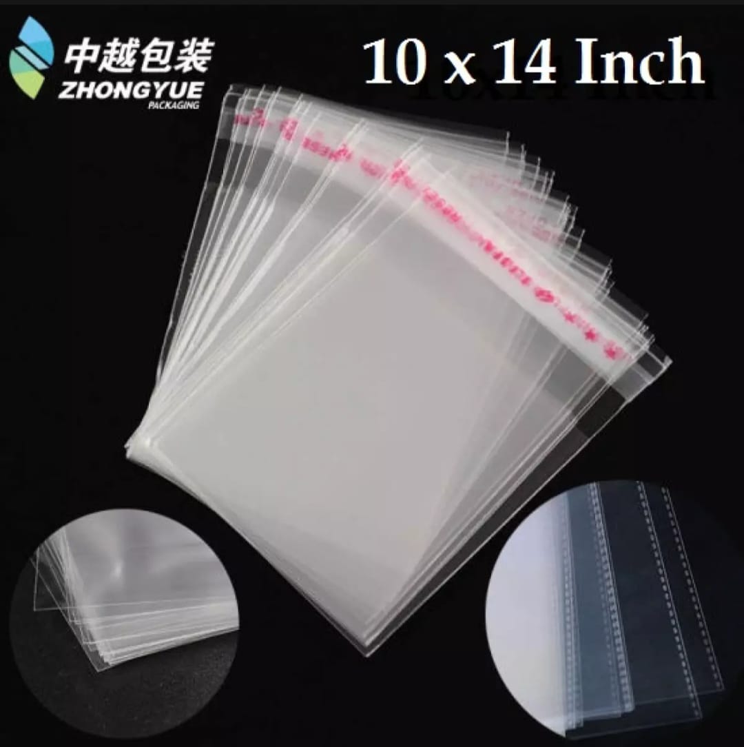 10X14 Inches: Transparent Plastic Packing Bags Adhesive Plastic Poly B –  dmsretail