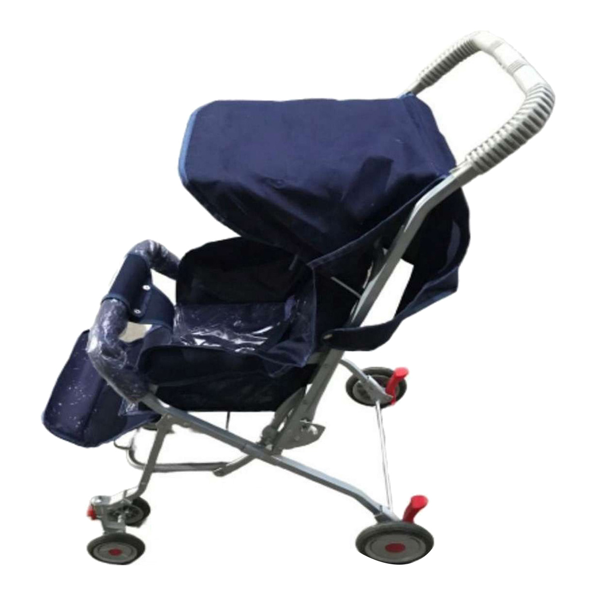 Askari Trader Alloy Foldable Baby Stroller Pram For Newborn Blue color with 6 Rubber Tyres
