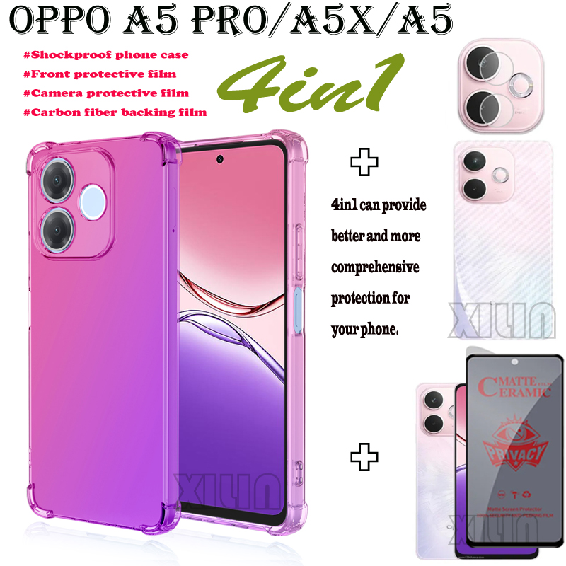 4IN1 For OPPO A5 Pro A5X A5 2025 color ShockProof Phone Case+ Privacy ...