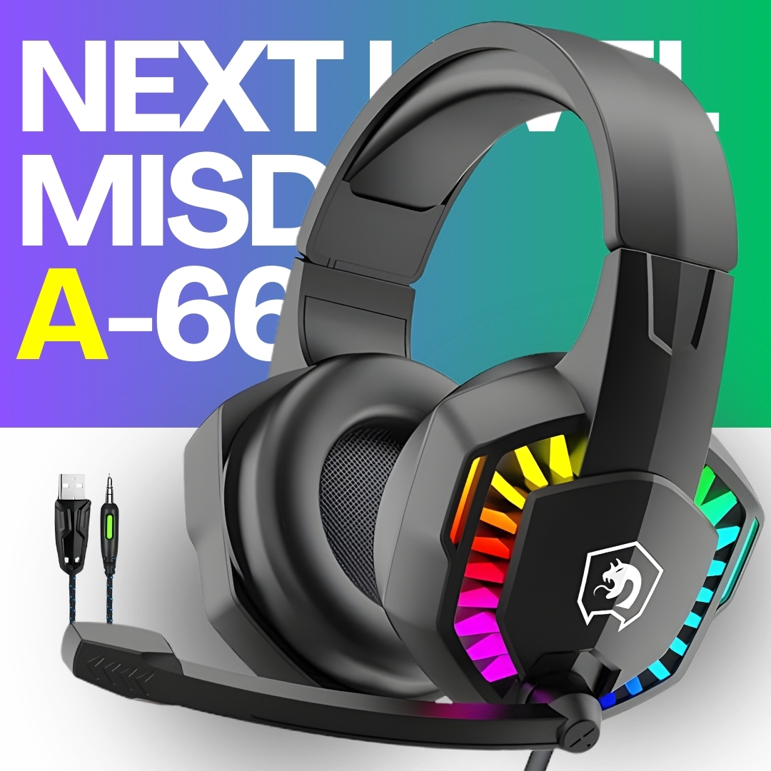 【BINGLE】 Gaming Headset with RGB Microphone for Nintendo Switch PS5 PS4 PC Gaming Headsets / Head Phone / Headphone Over Ear Noise Canceling Mic Wired Mode for Xbox PC - One Click-Pick