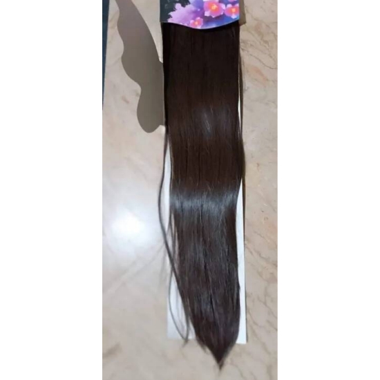 Long Real Look Dark Brown Hair Extension For Girls 5 Clips Synthetic Hair Extension