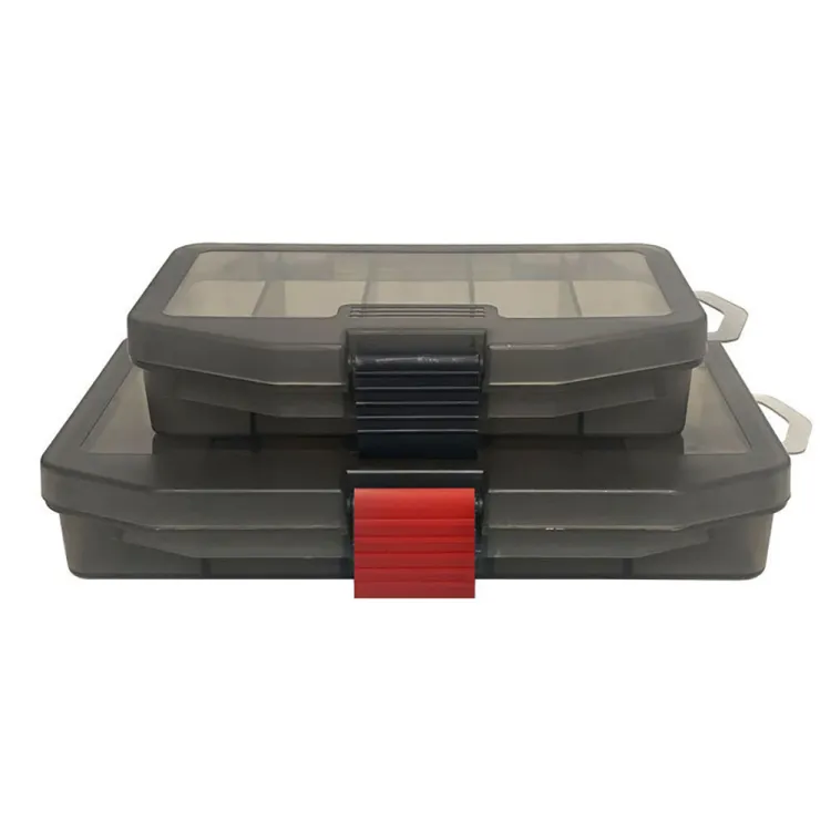 FG Gray Transparent Plastic Single Layer Lure Box Large/Medium/Small Size  Fishing Accessories Case 5 Grids Soft Bait Hard Bait Storage Box