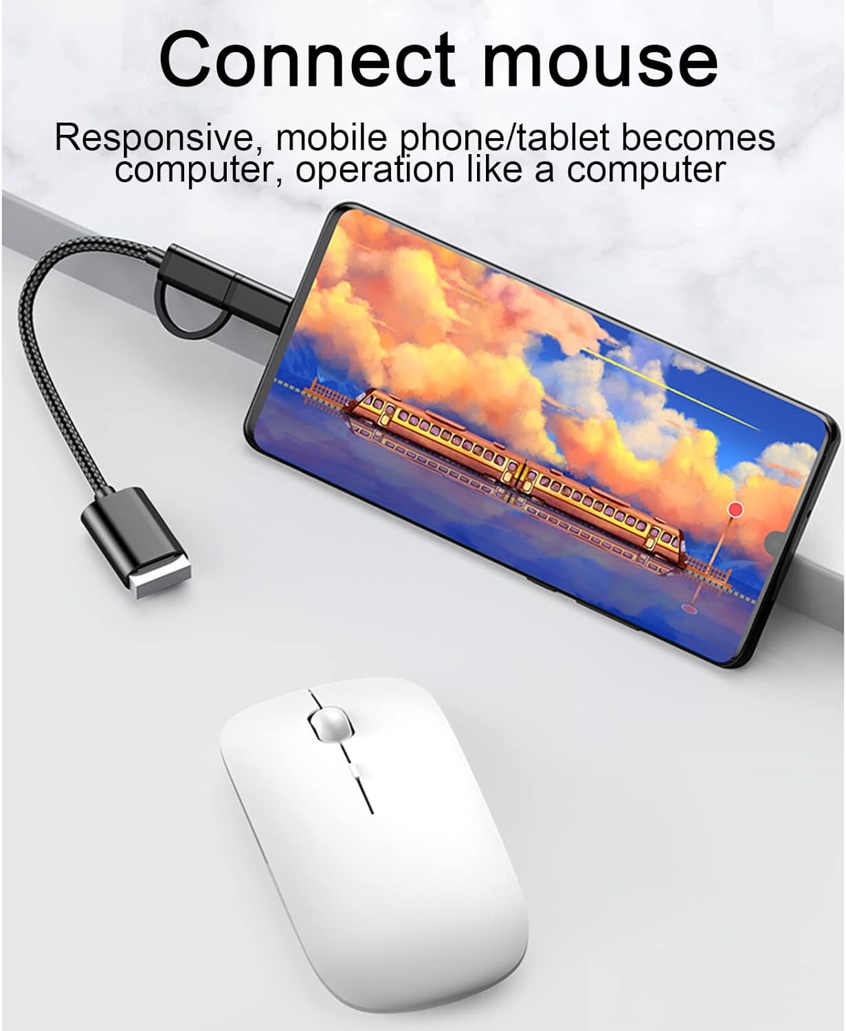 2-in-1 USB C/Micro to USB Adapter, OTG Adapter Cable
