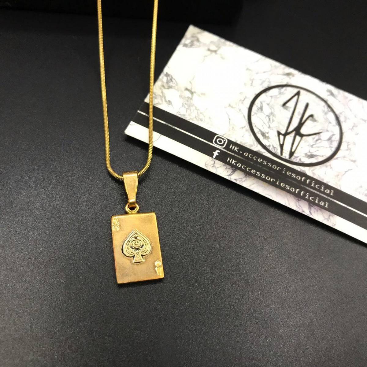 Golden Ace Locket and Chain for Unisex