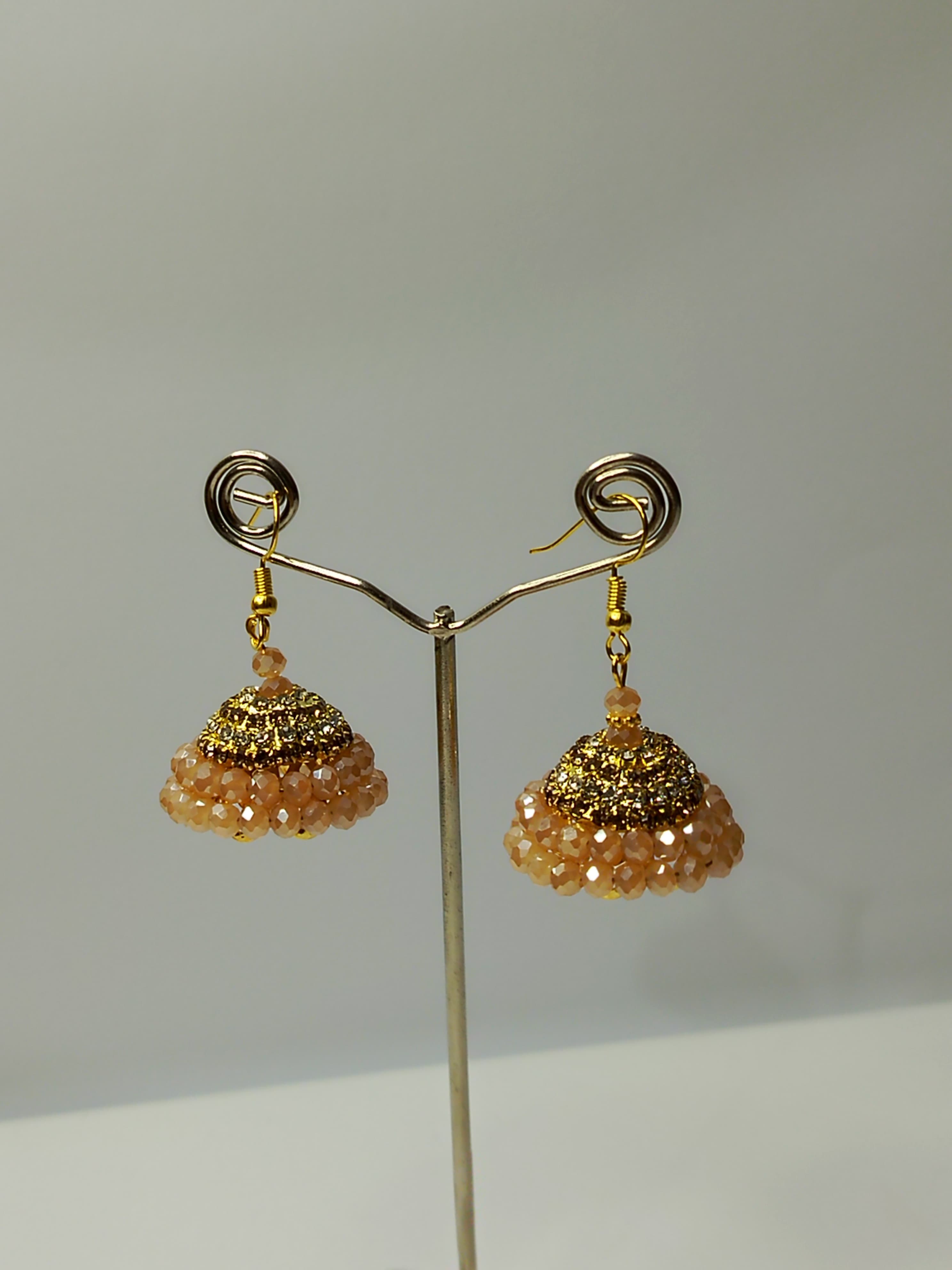 Light weight, fine stone work unique traditional jhumka for festive and wedding wear