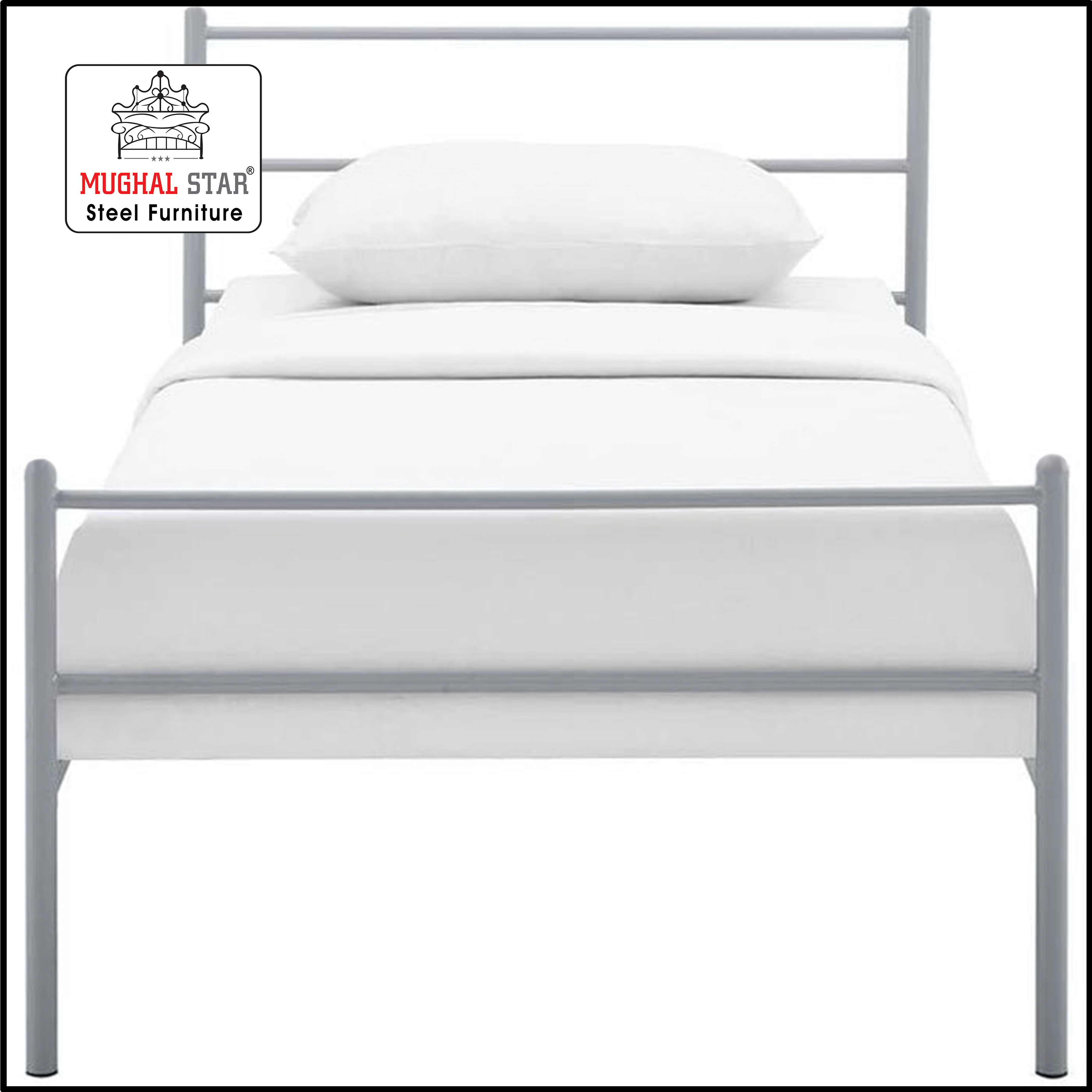 Simplify Bed Single, Iron Bed, Single Bed, Mughal Star Steel Furniture