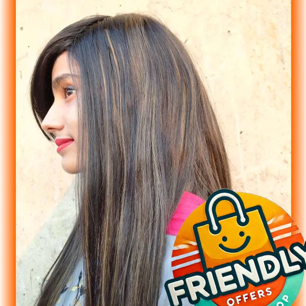 Hair Extensions for Girls Dark Brown to Golden Straight Five Clip Hair Streak Color Hair Extension 28 inch