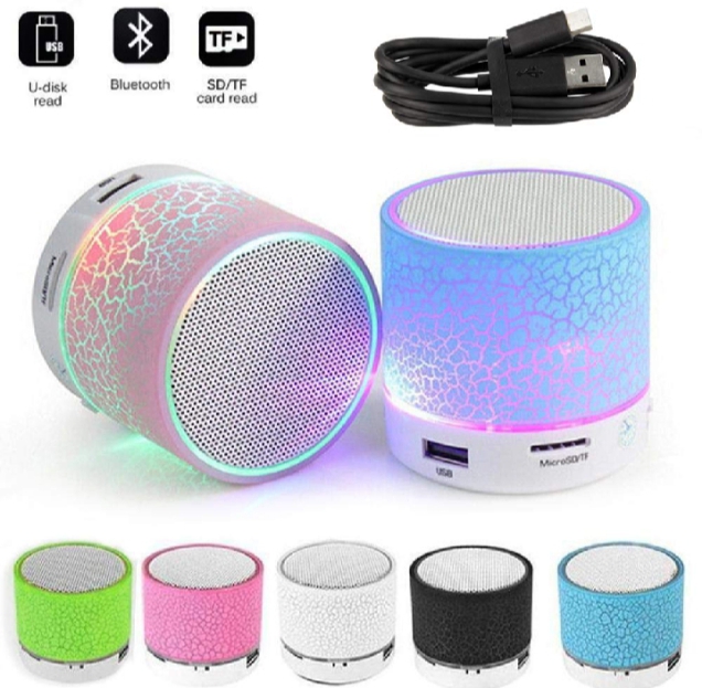 Mini Portable Bluetooth & Rechargeable Speaker with Light + SD Card ...