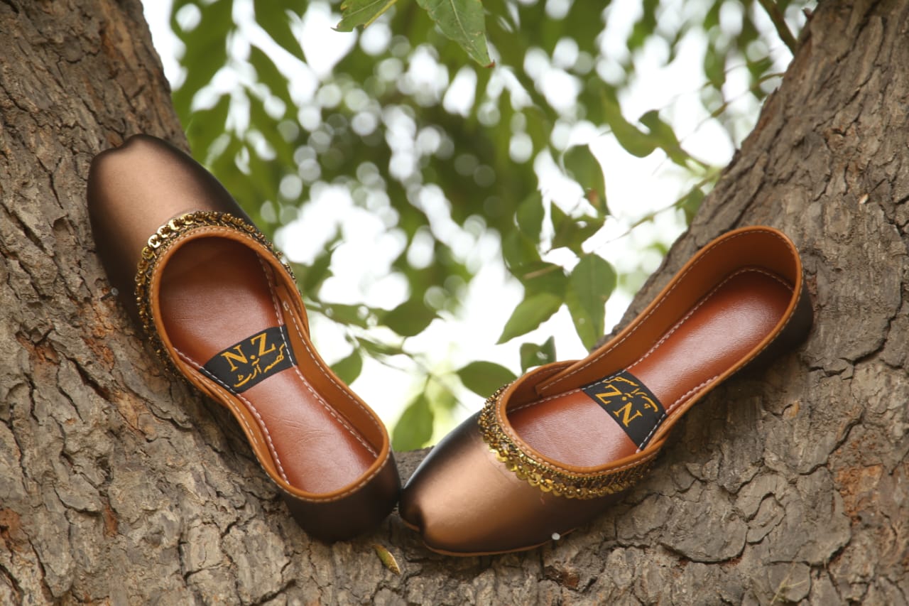 Brown Copper Khussa for Girls Handcrafted Traditional Footwear