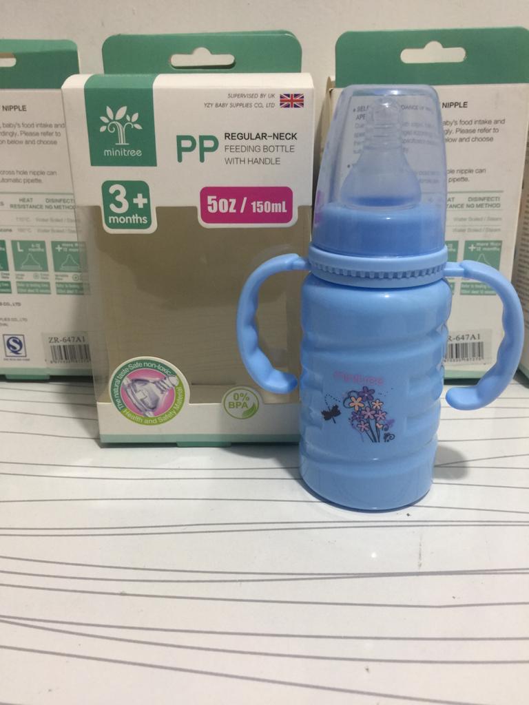Transparent Feeder Of Minitree Brand For Baby With Handle and Rattle On Lid