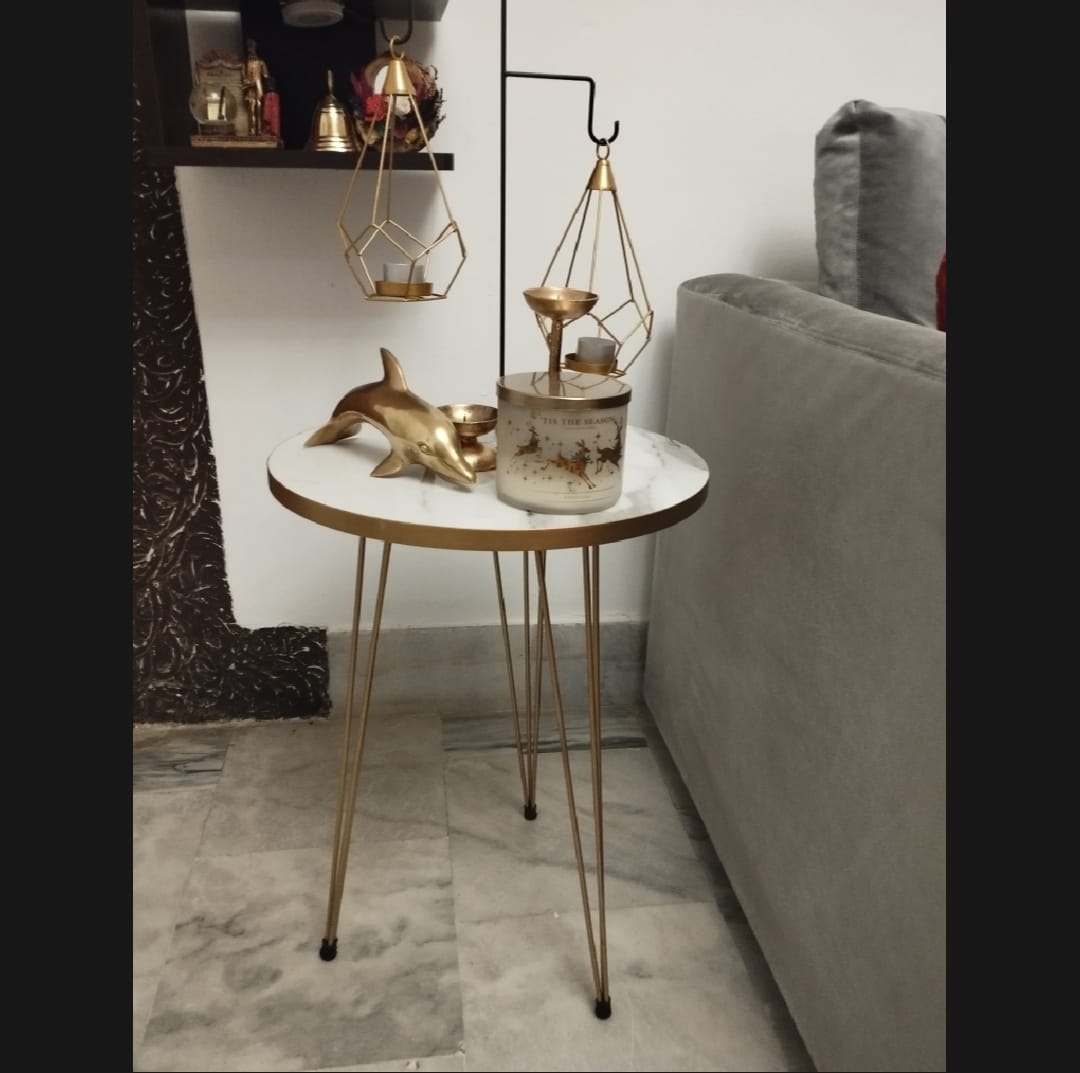 MDF Wood Daisy Nesting Table With Metal Stand - Set of 3 Round table Table - Decoration coffee table - Daisy coffee table - dining table Nesting table set - Side Table Coffee Table - Also Best For Decor - 1 Pc  2 pc  Set Of 3 Coffee Tables - Side Tables