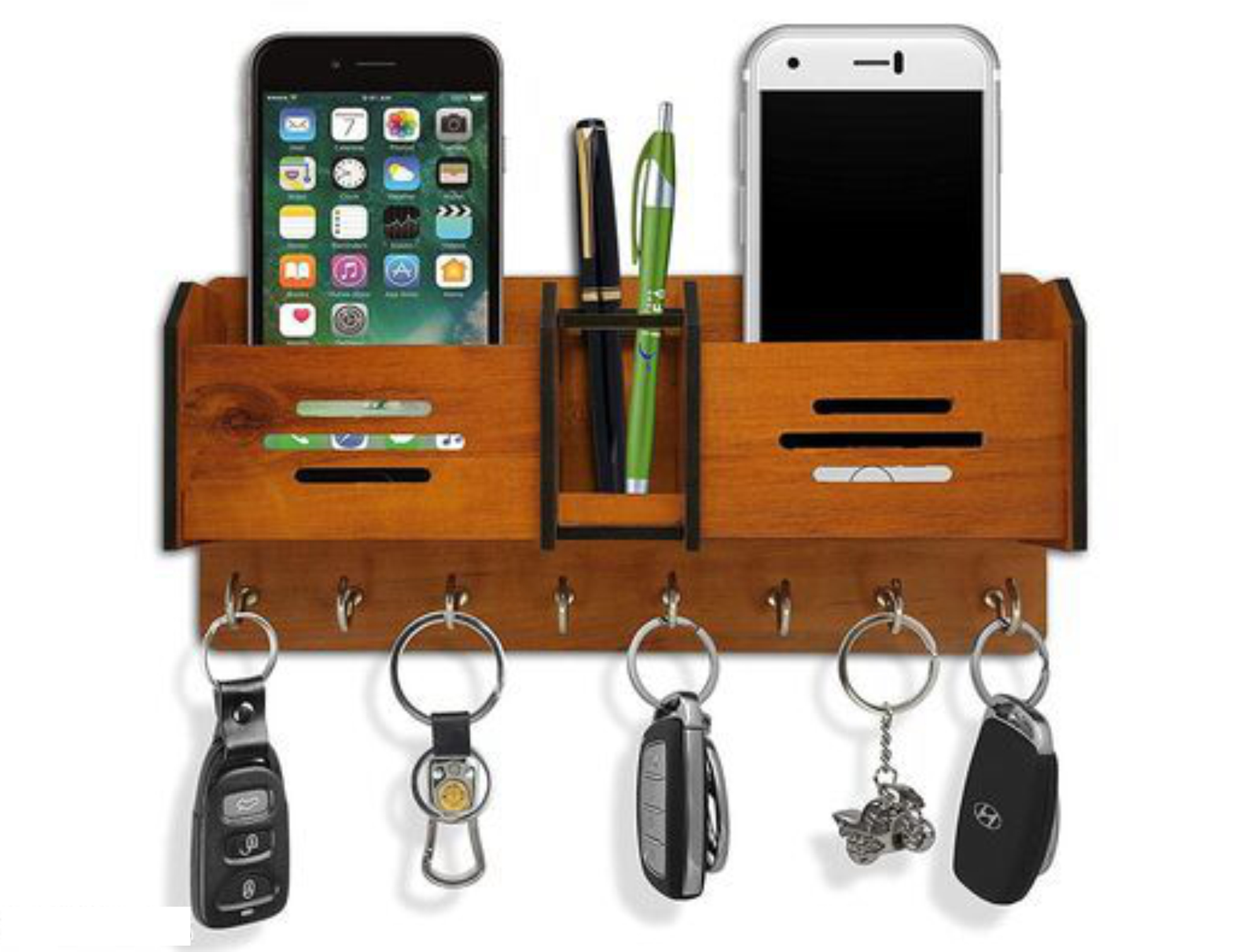 3 Shelf Wooden Wall Mounted Key Holder Rack for Home Decor and Storage Organizer