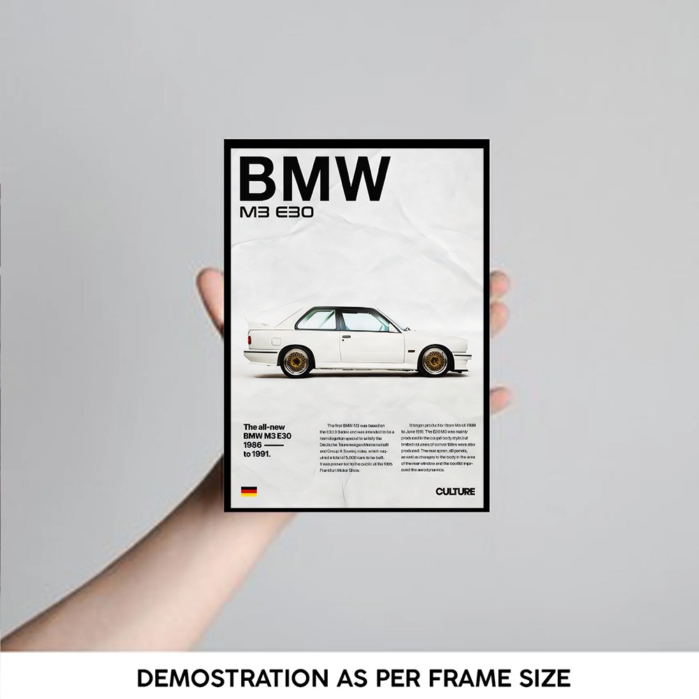E30 M3 Picture Frame BMW Car Model Wall Mount Display Digital Printed
